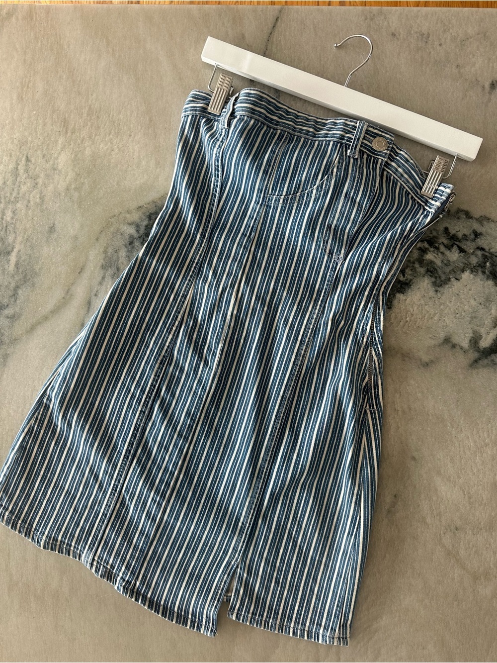 Zara Navy and White Striped Mini Dress